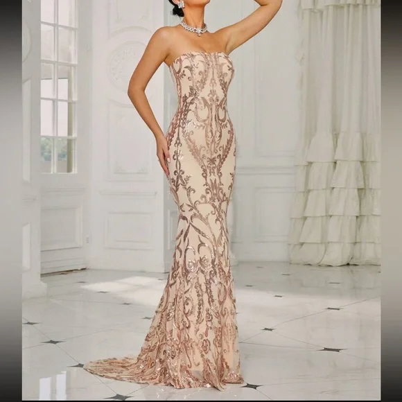 Luxe mermaid hem tube sequins dress